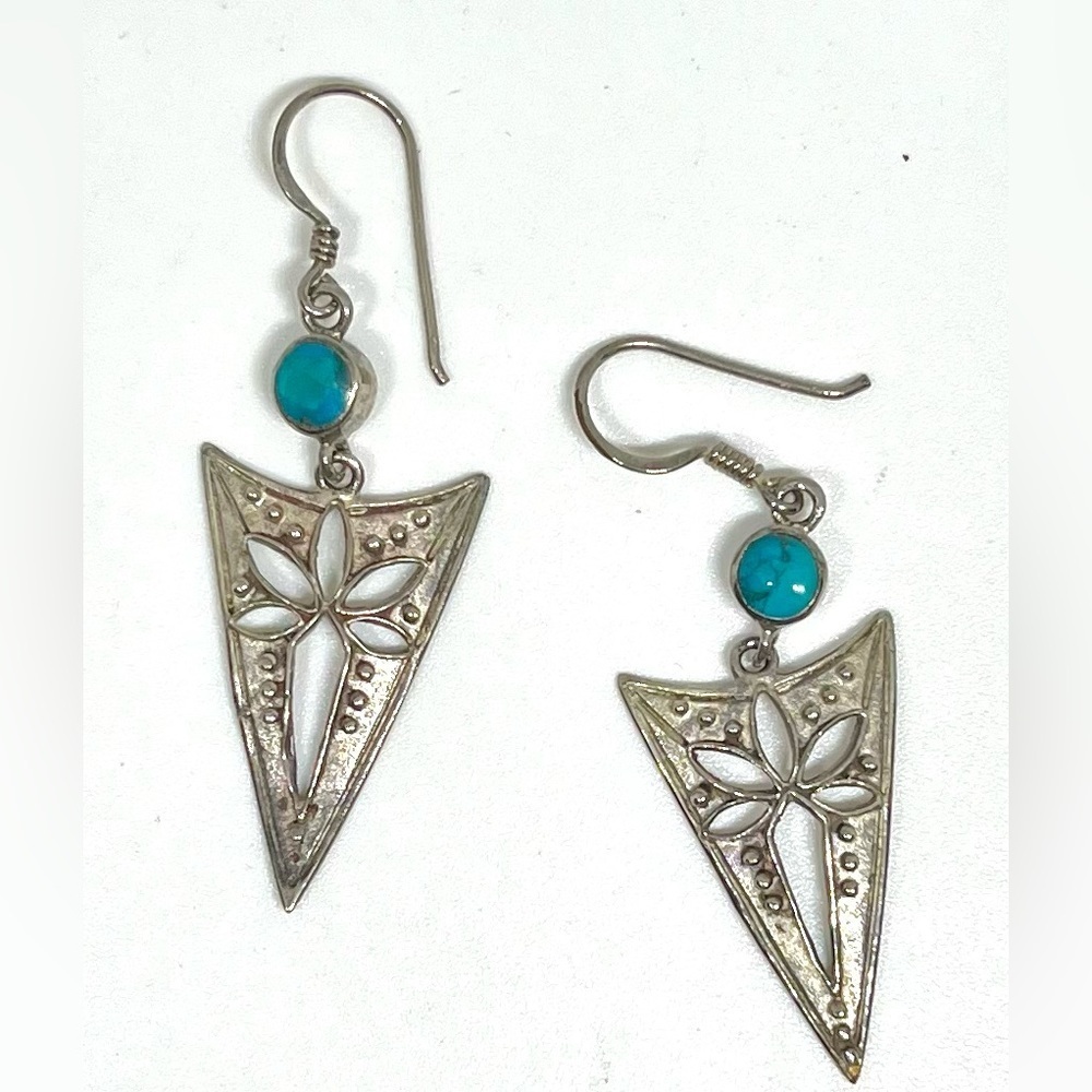 Vintage 925 Arrowhead Turquoise Earrings